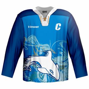 Sublimation Blue Team Hockey Jersey 2XL Polyester Custom Ice Hockey Jersey 