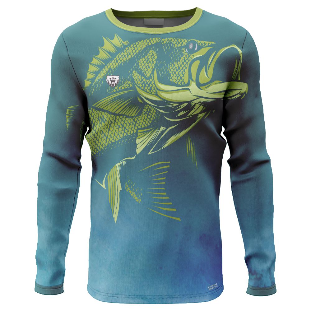 Sublimated Colorful Long Sleeve Fishing Jerseys With Free Designs