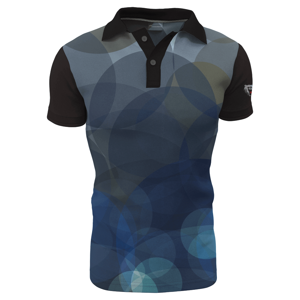 Men's Sublimated Custom Blue And Black Polo Shirts with Reasonable Price