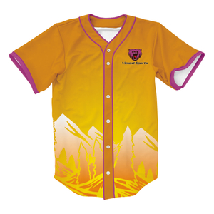 Sublimation Gold Baseball Wear V-neck Men's T Shirt Baseball Jersey