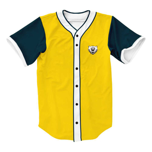 Hot Sale Yellow Baseball Team Jersey Full Buttons Down Youth Baseball Jersey